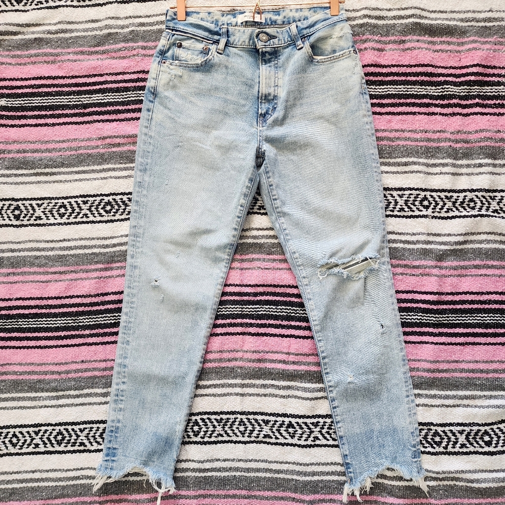 Moussy Vintage Straight Leg Distressed Jeans